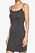 TheMogan Women's Sleeveless Spaghetti Strap Cotton Long Cami Mini Bodycon Slip Dress
