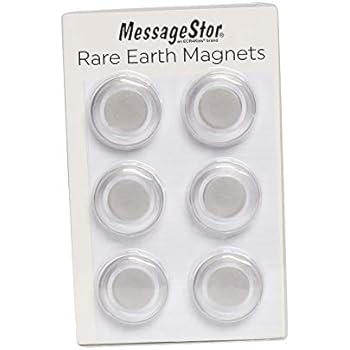ECR4Kids Round Magnets for Dry Erase Board, Glass Whiteboard, Bulletin Board, Refrigerator - Rare Earth Neodymium Magnet, Clear (6 Pack)