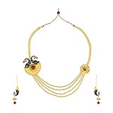 Dancing Girl Women's Traditional Bridal India Peacock Motif Necklace Set ORNE0137MG