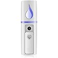 Nano Facial Mister Portable Mist Sprayer with Mirror Mini Cool Mist Spray for Skin Care & Facial Body Moisturized & Eyelash Extensions, USB Rechargeable (White)