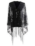 MissShorthair Women's 1920s Scarf Mesh Sequin Wedding Cape Evening Shawl Wrap