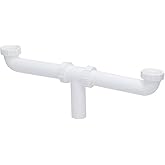 EZ-FLO 1-1/2 Inch x 16 Inch Kitchen Sink End Waste Center Outlet with Baffle in Tee, Slip Joint Connection for Tubular Drain 