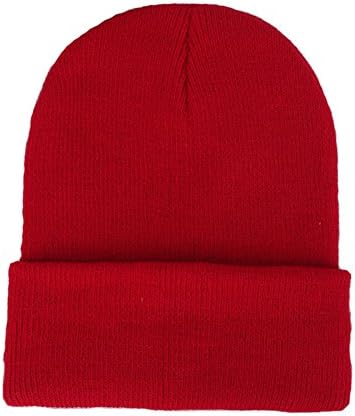 CANCA Unisex Cuff Warm Winter Hat Knit Plain Skull Beanie Toboggan Knit Hat/Cap (Red)