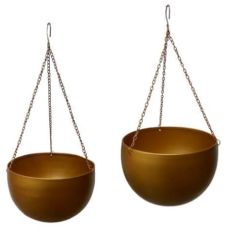 TRUPHE Metal Hanging Pots with Chains, Small, Big, Pack of 2