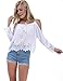 VIISHOW Women's Strap Off Shoulder Lace Crochet Crop Top Blouse (M, White)