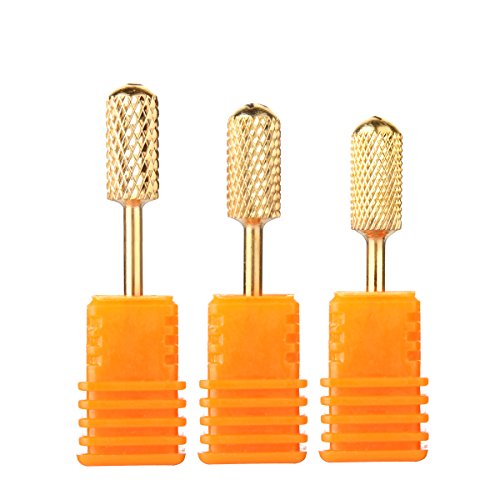 Makartt Electric Nail File Safety Dirll Bits Gold Carbide Art Coarse Medium Fine 3pcs Size 3 32 Manicure