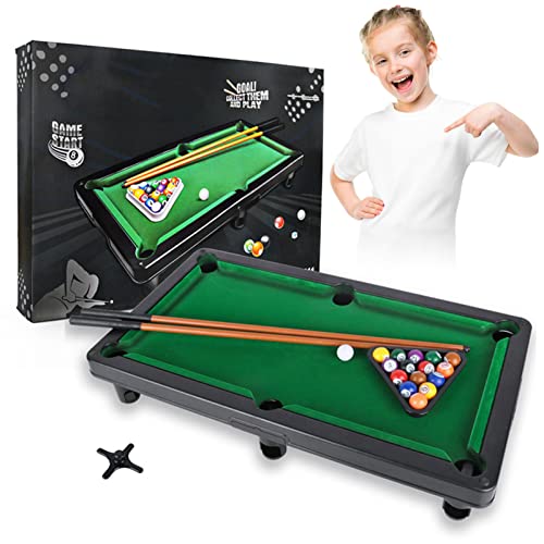 Mini Table Party Pool Mini Pool Table For Adults 14-Inch Wooden Tabletop Billiard Set - Mini ...
