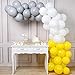 PartyWoo Gray Yellow White Balloons, 60 pcs 12 Inch Pack of Yellow Balloons, Gray Balloons, White Balloons, Yellow Grey Balloons for Yellow Party Decorations, Yellow Gray Baby Shower Decorations
