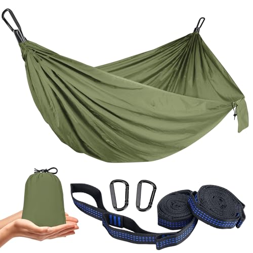 Ultralight Outdoor Hammock 300 kg Load Capacity Travel Hammock Camping Breathable Quick-Drying Portable Parachute Nylon for Backpacking, Hiking, Garden