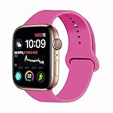 VATI Sport Band Compatible for Apple Watch Band 38mm 40mm, Soft Silicone Sport Strap Replacement Bands Compatible with 2019 Apple Watch Series 5, iWatch 4/3/2/1, 38MM 40MM M/L (Hot Pink)