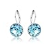 MYJS Bella Rhodium Plated Mini Drop Earrings with Aquamarine Blue Swarovski Crystals