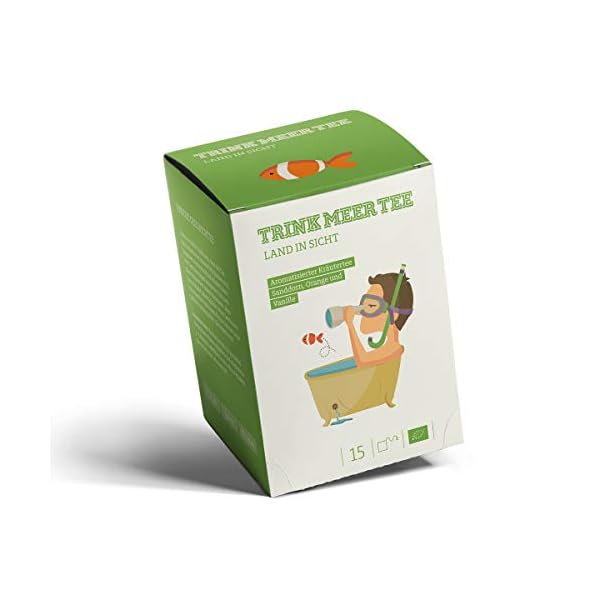 Trink Meer Tee LAND IN SICHT - Bio Früchte-Kräutertee | hocharomatisch | Mandarine und Vanille Geschmack | Biotee in…