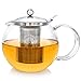 NEW DESIGN - Stovetop Safe + Lead-Free Glass Teapot Kettle - 40 oz / 1200 ml Capacity - Removable Stainless Steel Infuser - Great For Loose Leaf Tea, Blooming Tea, Tea Bags & Fruit Infused Water