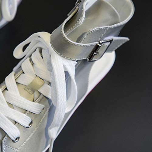 lkoezi Women High Pumps, Lady Wedges Casual Shoes Illuminate Fish Mouth Platform Shoes Chameleon Reflective Sandals Side Zipper Lace Fish Boots - Thumbnail 5