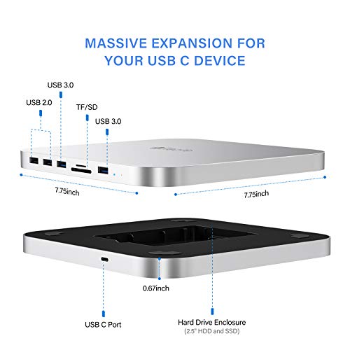 USBC Hub with Hard Drive Enclosure for Mac Mini M1, Type C Docking