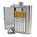 JUJOR Hip Flask with Built-In Cigarette Case (6 oz, Silver)