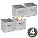 mDesign Soft Fabric Nursery/Playroom Closet Storage Organizer Bin Box with Front Handle for Cube Furniture Shelving Units - Holds Toys, Clothes, Diapers, Bibs - Lido Collection - 4 Pack - Gray