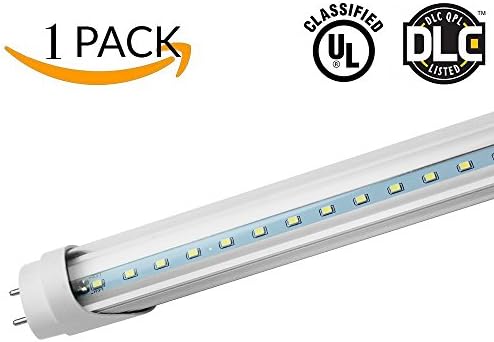 T8 LED Shop Light Tube,4ft,18W (40W equivalent) 48",4000K(Warm White),Clear Cover,Works WITH or Without a Ballast Fluorescent Retrofit Replacement UL DLC Plug Play,2 Sided Connection（1PACK)