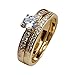 Haluoo Couple Rings, Men's Women's Gold Stainless Steel Wedding Bands Cubic Zirconia Diamond Engagement Promise Rings, Size 5-14 (9, Women)