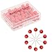AnMiao Star 100pcs Map Tacks Push Pins 1/4 Inch Diameter Plastic Round Head and Steel Needle Points,Used for Marking Variety DIY Craft Office and Home on Map,Bulletin Board or Cork Boards （Red）