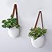 LA JOLIE MUSE Wall Hanging Planters - Modern Wall Decor 7.5 X 5.7 Inch Unglazed Ceramic Air Plant Holder Indoor, Succulent Pot with Leather Strap, Set of 2 White