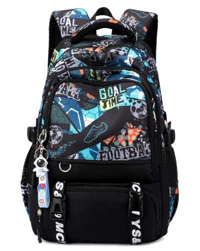 Tanou Teenage Boy Backpack, Football School Backpacks for Kids | 12+ years, Large Backpack for College and High School in Nylon, Black/Green