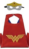 Dress Up Comics Cartoon Superhero Costume with Satin Cape and Matching Felt Mask (Wonder Woman)