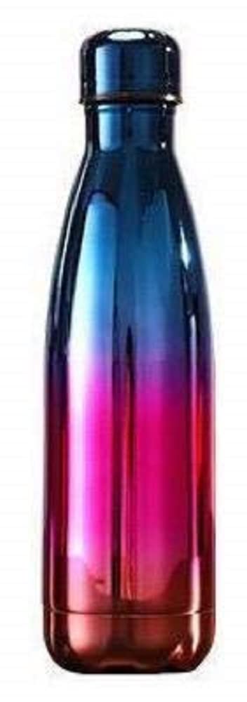 Boolavard Water Bottle Vacuum Insulated Stainless Steel Water Bottle BPA Free Metal Sports Bottle Double Wall Insulated Cold and Warm Drinks 17OZ / 500ML (Metallic Blue & Pink) โ image 1