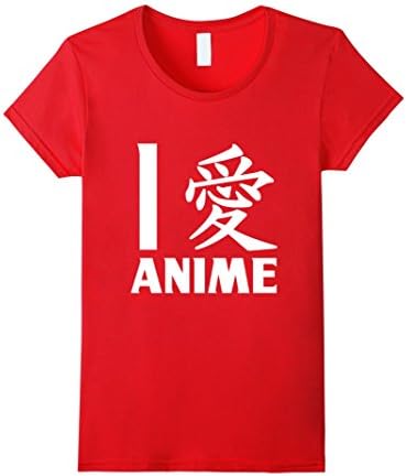 Women's I Love Anime In Japanese T-shirt, Anime shirt Medium Red