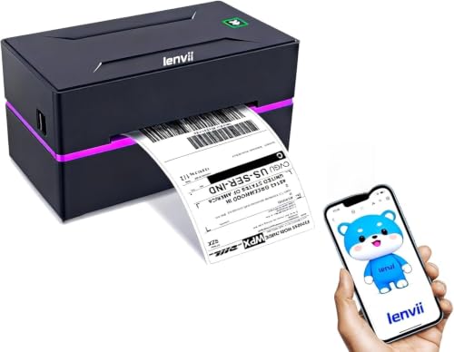 LENVII 4 Inch Thermal Label Printer with Bluetooth Connectivity丨For Shipping Labels/Warehouse/Logistics/Ecommerce/Ocean Freight丨High Resolution丨Compatible with Etsy, Shopify，eBay(Excludes holders)