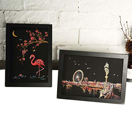 Eraimp Scratch Art Paper, Magic Color Scratch Art Painting, DIY Arts & Crafts, Rainbow Scratchboard Postcards for Kids and Adults with Drawing Stick