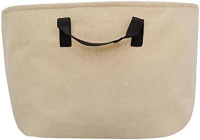 HYINDOOR 5 piece a pack 10 Gallon Planting Grow Bags Square Bottom with Black Handle Tan Color Fabric Pot