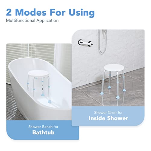 OasisSpace Shower Chair Adjustable Round Shower Chair with Free Grab