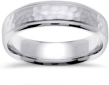 Hammered Solid 950 Palladium 6 MM Mens Wedding Ring Band ...