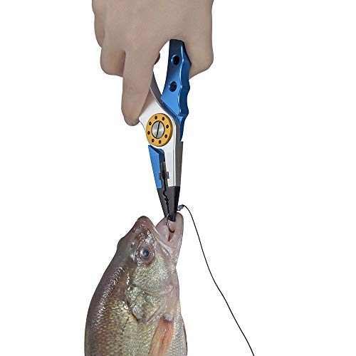 WOTOW Aluminium Angelzange, Braid Line Cutter Hook Remover Split Ring mit Stahldraht Coiled Nylon Lanyard Schwarz… – Bild 7