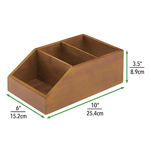 mDesign Bamboo Wood Food Storage Bin with Divided 3 Compartments and