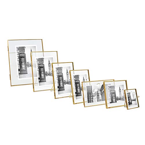 Isaac Jacobs 8x10, Antique Gold, Vintage Style Brass and Glass, Metal Floating Desk Photo Frame (Vertical), with Locket Closure for Pictures, Art, More - Thumbnail 7