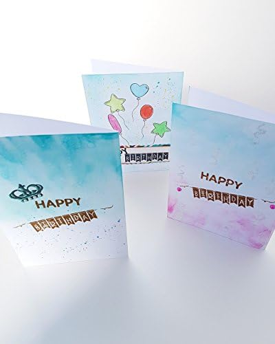 Greeting cards set for birthday funny card paper gift for her watercolor party supplies cracking 3D look Happy colorful handmade