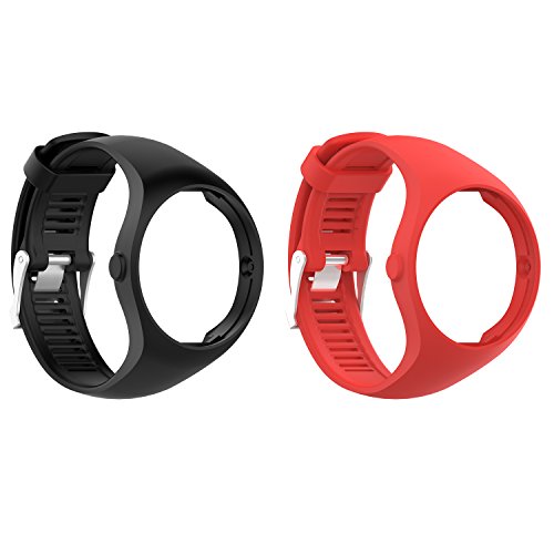 TenCloud Polar M200 Running Watch Replacement Accessories Silicone Wristband (Black+Red)