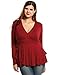 Meaneor Women Deep V-Neck Ruched Slimming T-shirt Blouse Top
