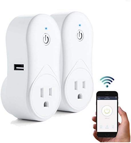 Hevanto WIFI Smart Plug Outlet,Work with Alexa For Voice, Wifi Smart Phone Remote Control Timer Switch Via Android/ iOS above App From Anywhere (Hv101P) (2 Pack)