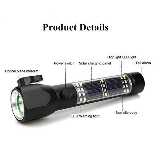 Brightest LED Car Flashlights Set, MOCCO 7 in 1 Multi-Function COB Light Solar Powered Water Resistant Ultra Bright 3W LED Car Emergency Flashlight Rechargeable Torch Light with Compass