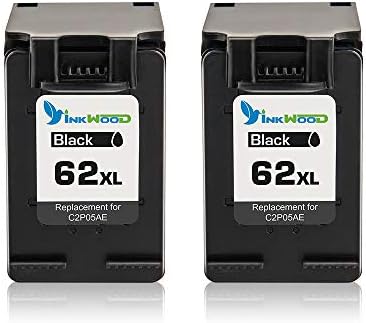 Inkwood 62XL Remanufactured Ink Cartridges Replacement for hp 62 62XL Combo Pack Compatible with HP Envy 5540 5640 7640 5646 5546 Officejet 5740 5742 200 (Pack of 2 Black)