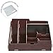 All-in-One Brown Wood Desktop Office Supplies Organizer / Magazine & Document Folder Rack - MyGift®