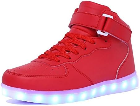 Women Men Dance High Top LED Light Up Shoes Flashing Sport Sneakers (Red 36/5 B(M) US Women/4 D(M) US Men)