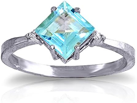 ALARRI 1.77 Carat 14K Solid White Gold Ring Diamond Blue Topaz
