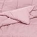 AmazonBasics Easy-Wash Microfiber Kid's Comforter and Pillow Sham Set - Full or Queen, Light Pink