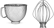 KitchenAid KSM5SSBQB 5QT SS Stand Mixer Bowl, 5 quart, Quilted Stainless Steel & K45WW Wire Whip for Tilt-