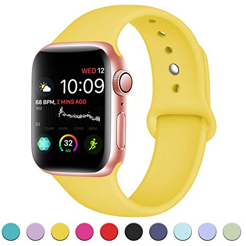 DaQin Compatible with Apple Watch Band 44mm 42mm, Sport Silicone Replacement Bands for iWatch Series 4 Series 3/2/1, Mango Yellow, M/L