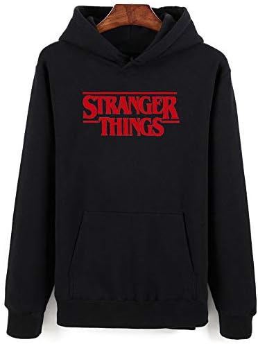 HERW Men Stranger Things Hoodies Men Sweatshirt Casual Stranger Things Sweatshirts(Black,XL)